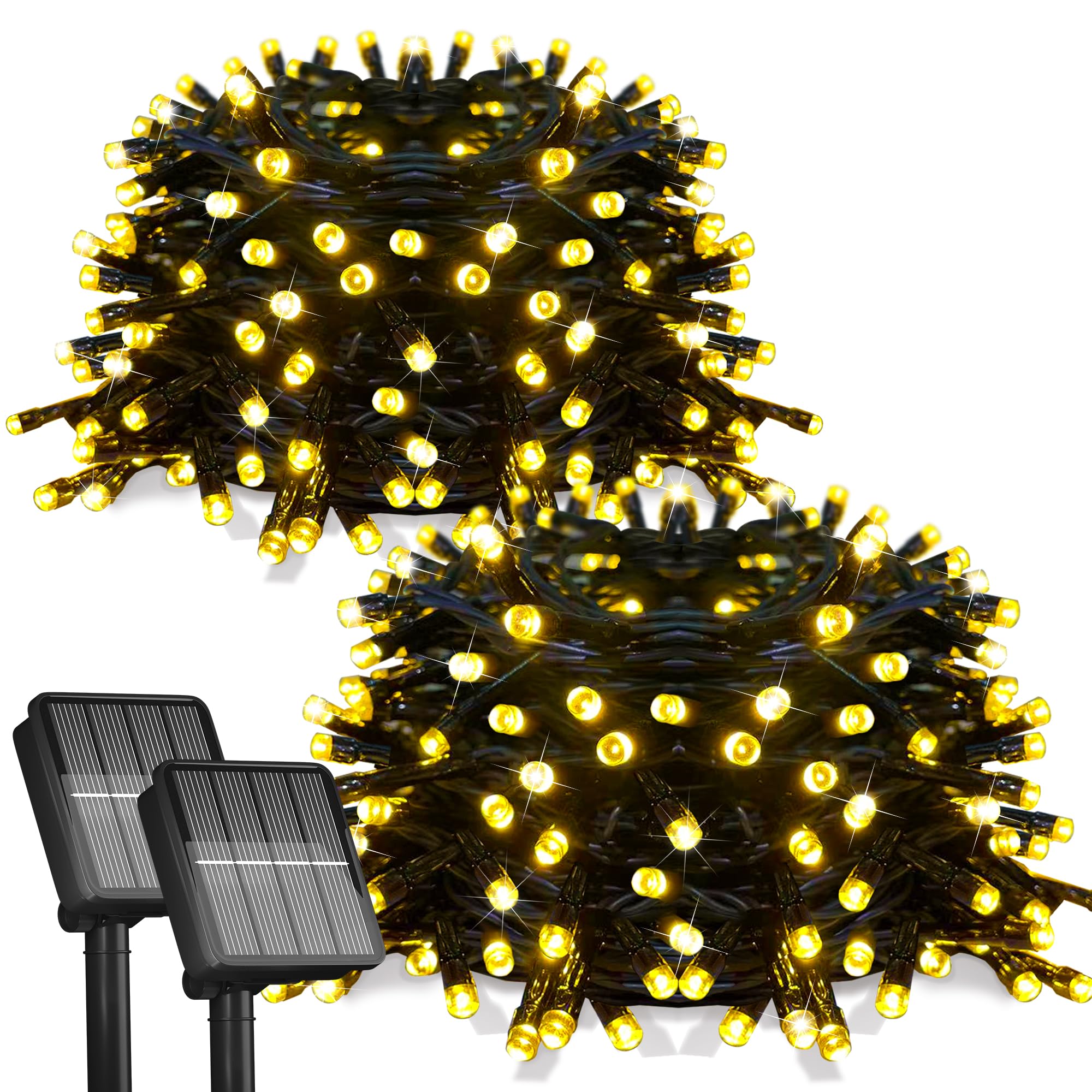 Flechllary solar string lights arranged for outdoor setup, easy yard decoration.