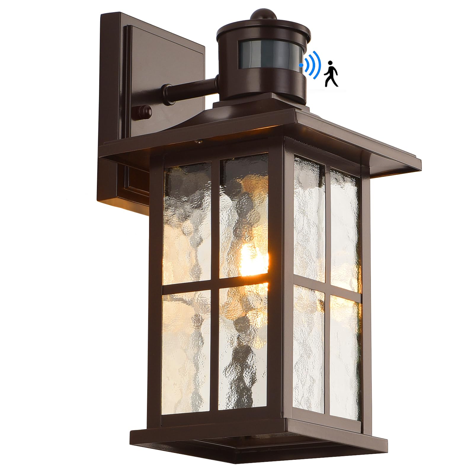 FLEDAVID motion sensor outdoor lantern front view for welcoming porch lighting