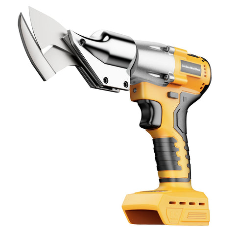 Fledukten cordless metal shears with 360° rotating head enabling precise cuts in confined areas.