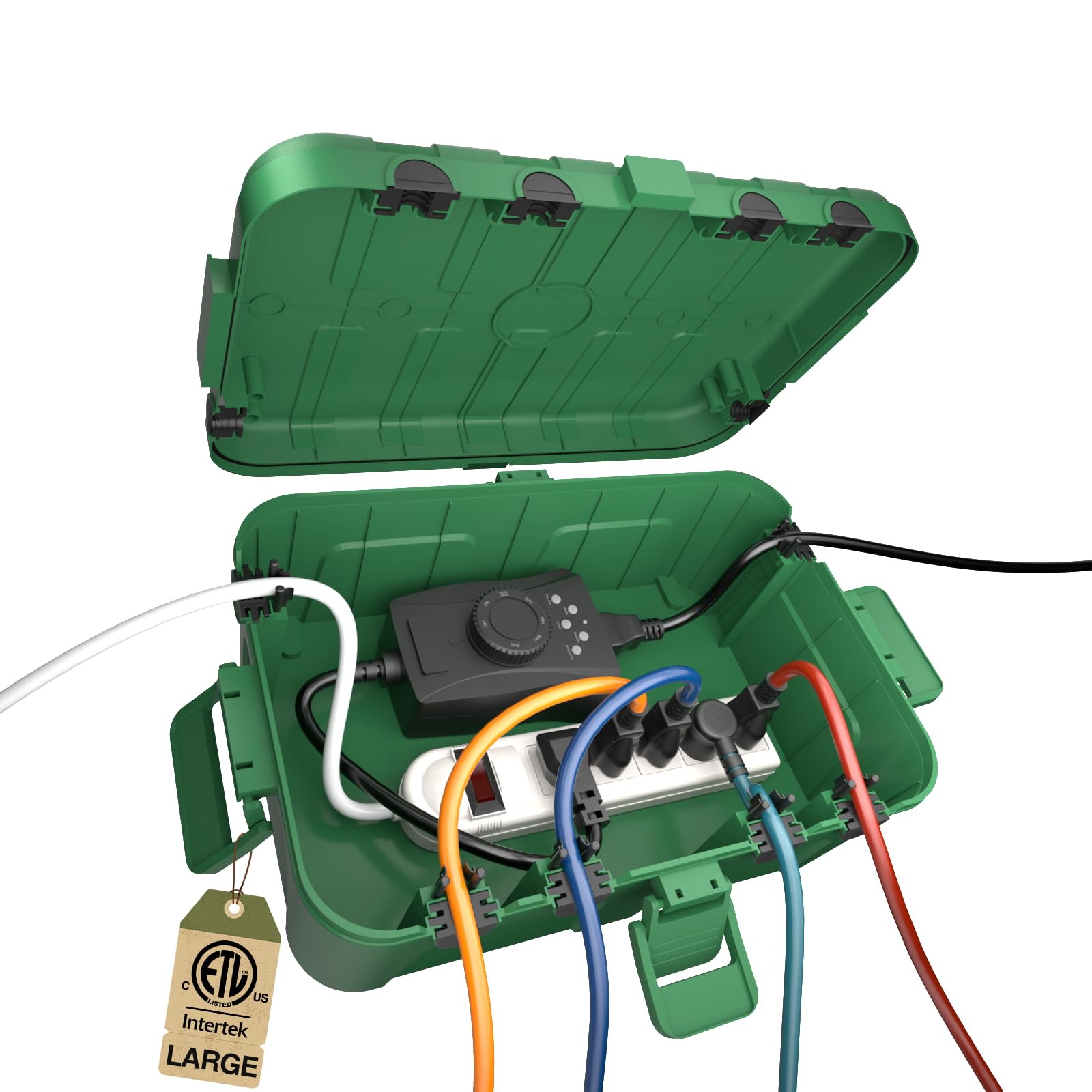 Flemoon IP54 outdoor box front view protecting outdoor outlets and plugs
