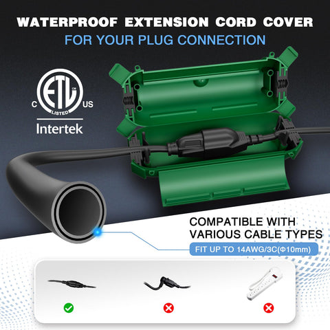Flemoon IPX4 weatherproof box protecting holiday lights and outlets outside.