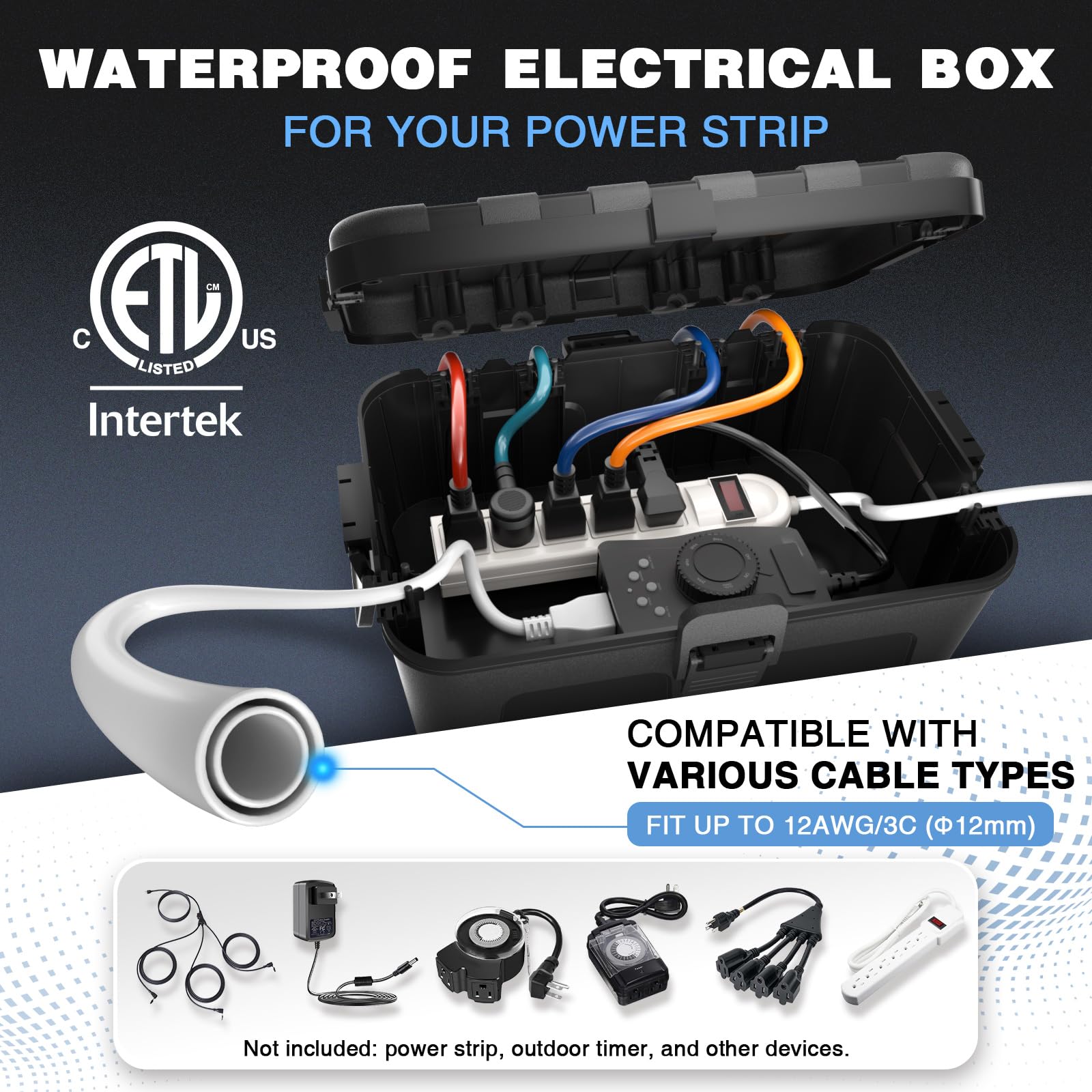 Flemoon outdoor box cover lid open shows accessible outlets.