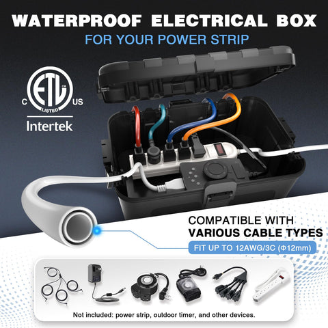 Flemoon outdoor box cover lid open shows accessible outlets.
