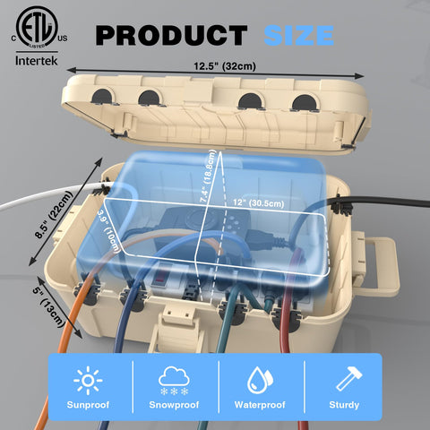 Flemoon large weatherproof connection box protects outdoor outlets reliably.