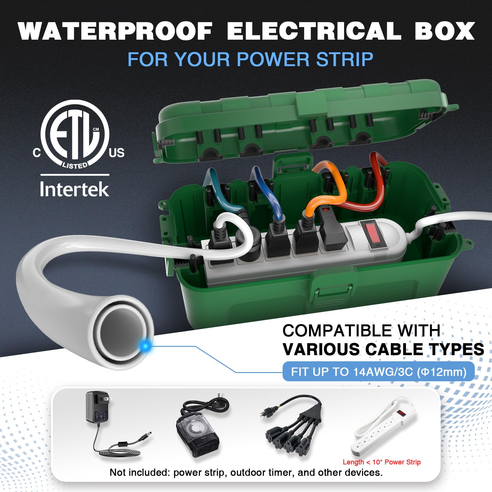 Flemoon outdoor box front view highlights padlock holes for added security.