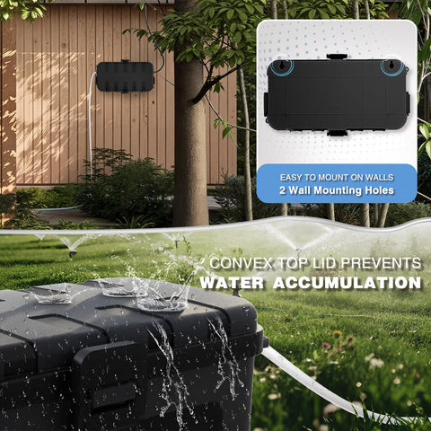 Flemoon outdoor box hanging mount shows back slots for wall or fence mounting.