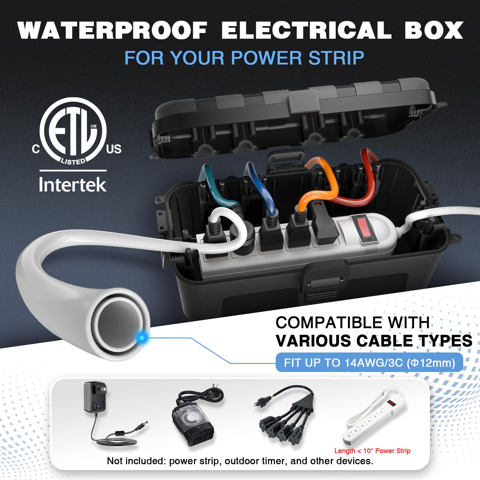 Flemoon outdoor box side profile illustrating slim footprint for easy installation.
