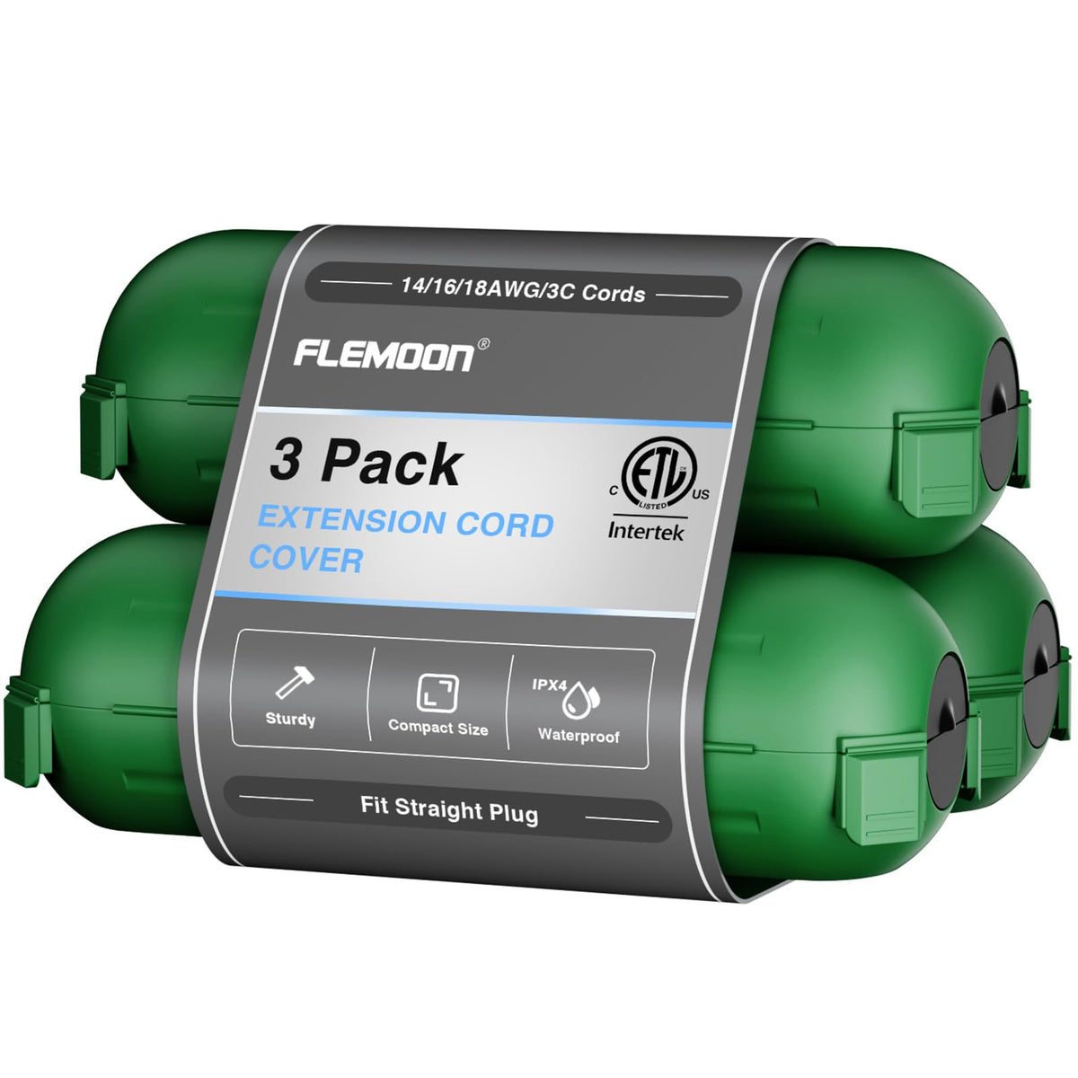 Flemoon outdoor extension cord safety cover, weatherproof box for safe connections.