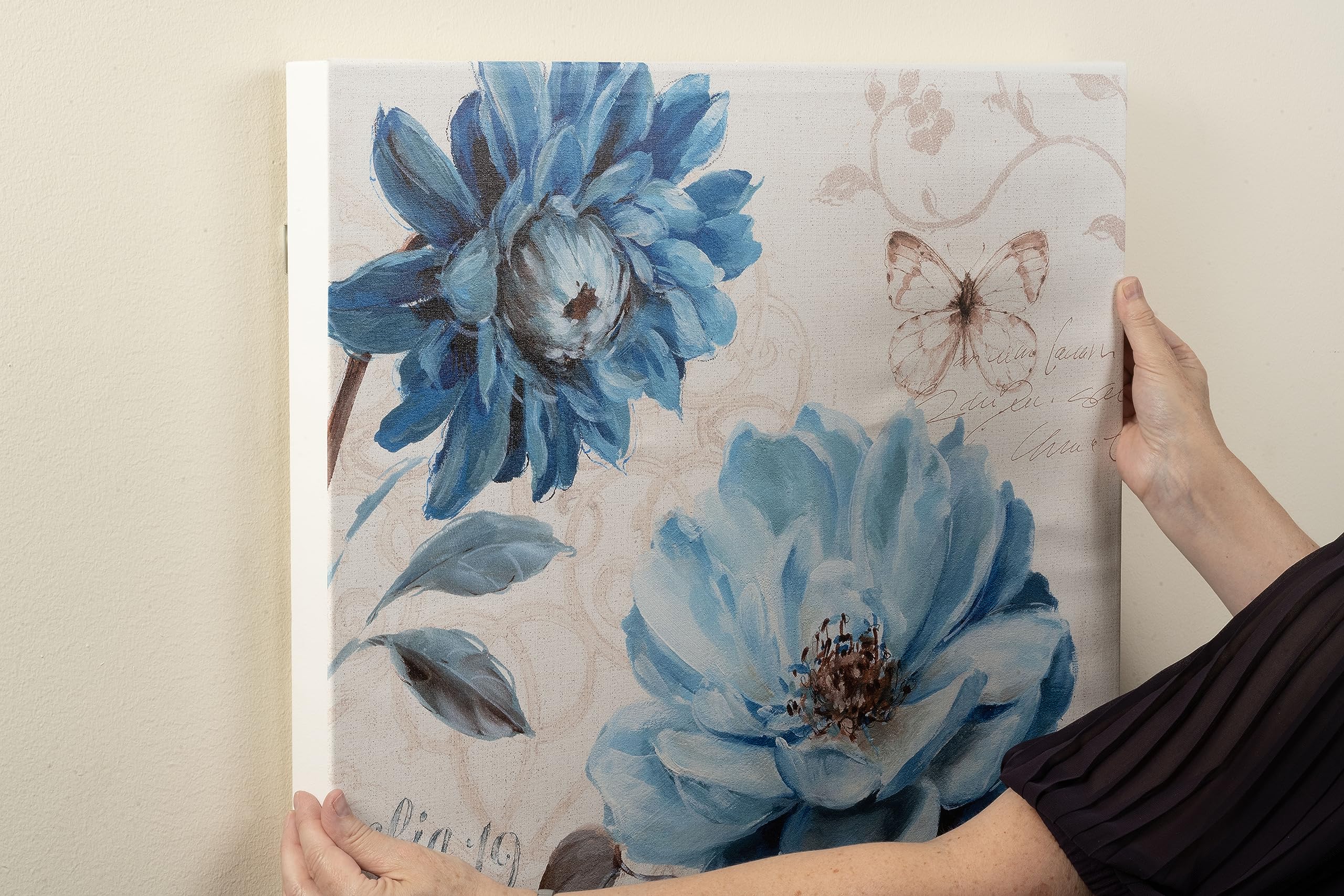 Close-up of the hardware and level ensuring precise placement.