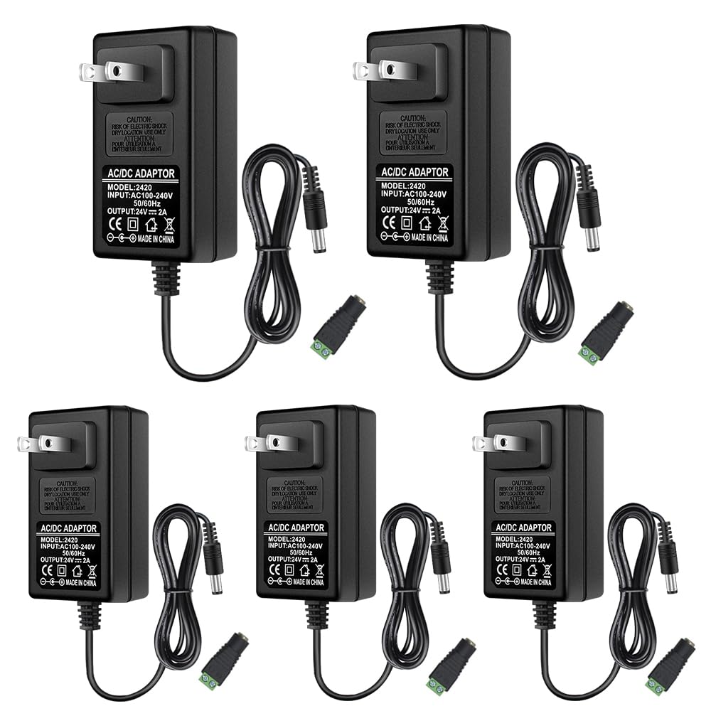 FLETERGIB 24V power supply front view, compact plug-in design ideal for LED strips.