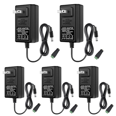FLETERGIB 24V power supply front view, compact plug-in design ideal for LED strips.
