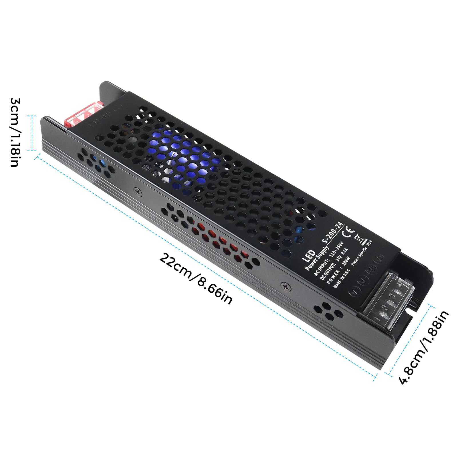 FLETERGIB 24V power supply indoor ready housing with effective heat dissipation.