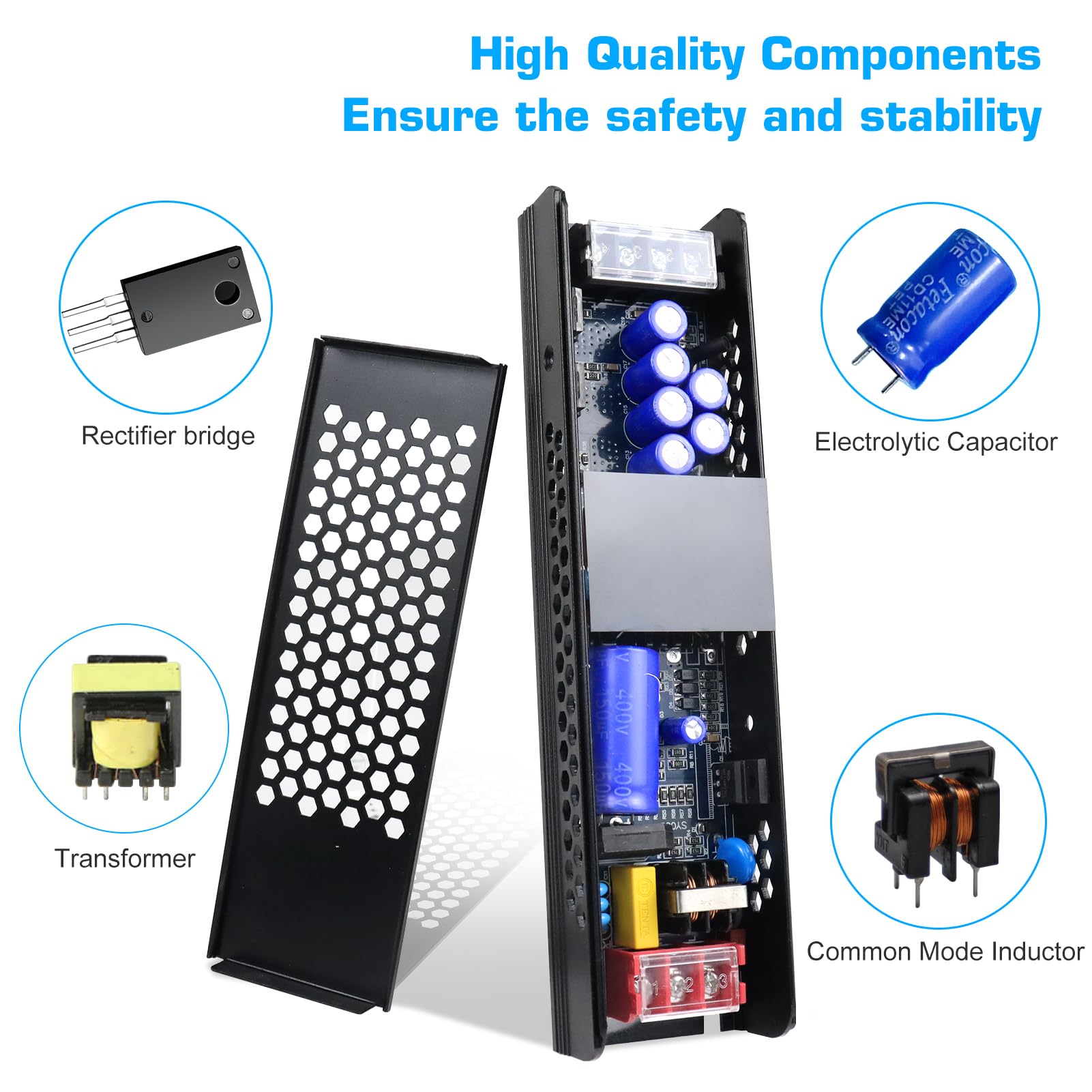 FLETERGIB 24V power supply in a LED strip lighting setup for projects.