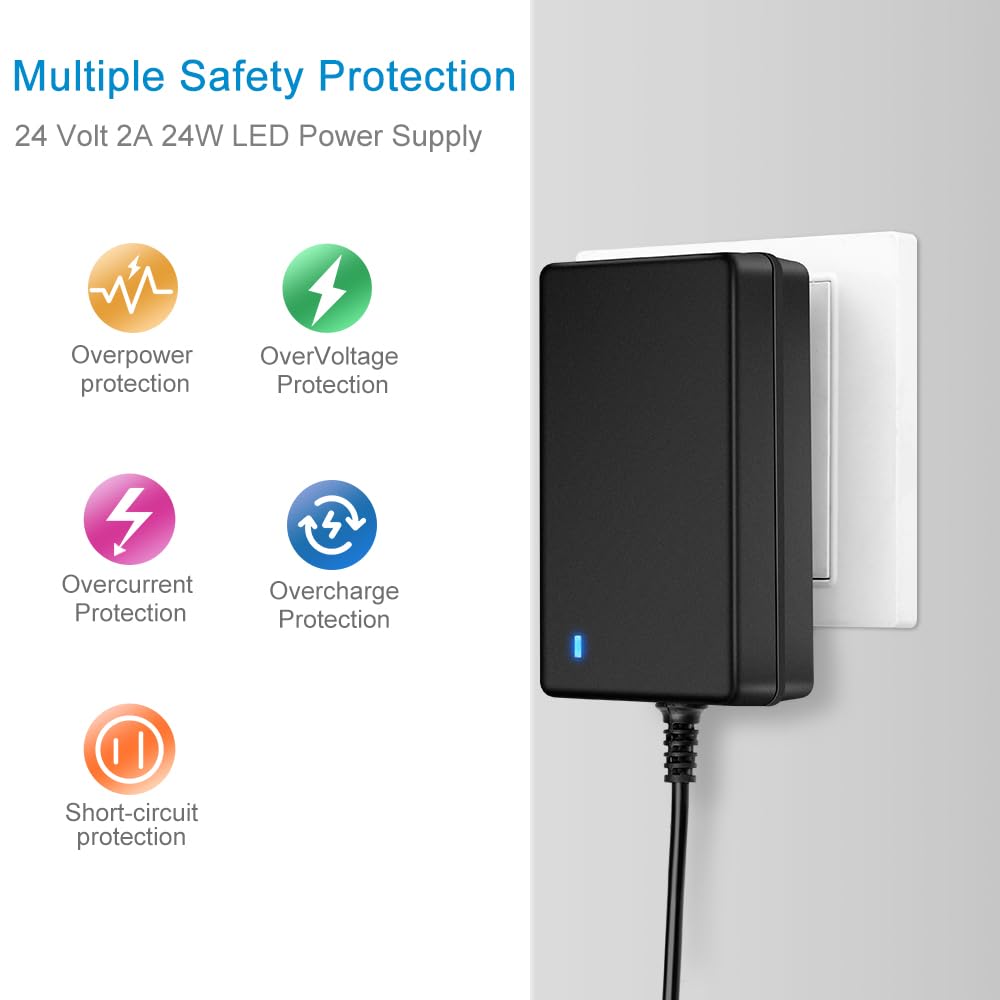 FLETERGIB 24V power supply side cord, quick wall outlet connection for easy setup.