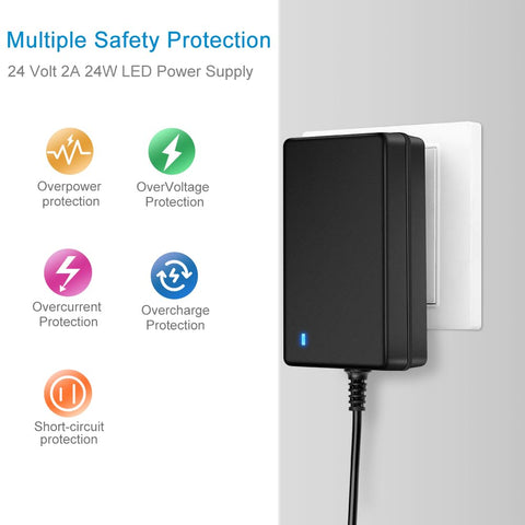 FLETERGIB 24V power supply side cord, quick wall outlet connection for easy setup.