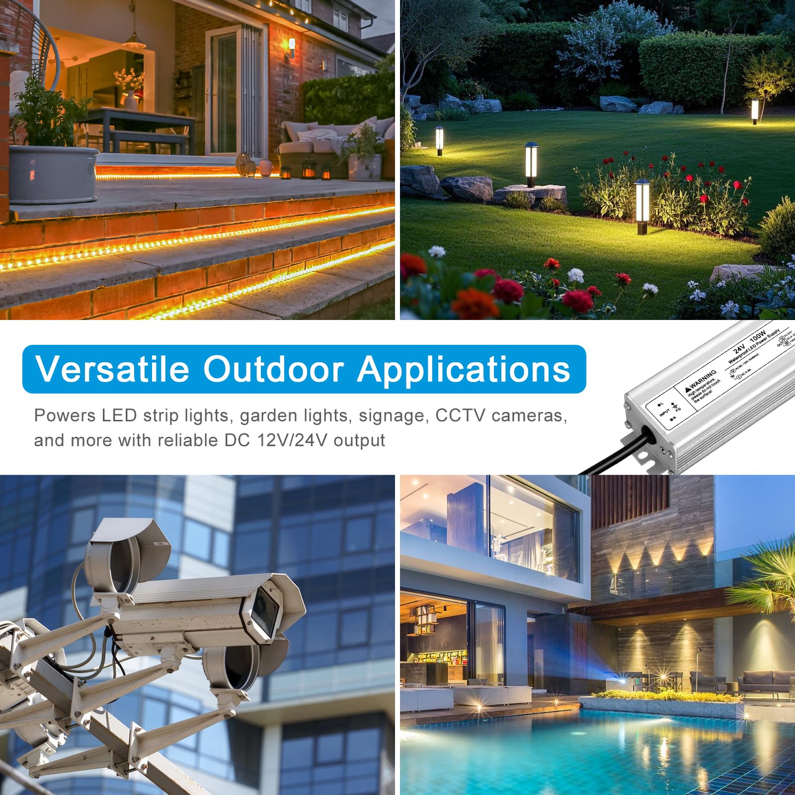 FLETERGIB garden and architectural lighting use cases with low voltage safety.