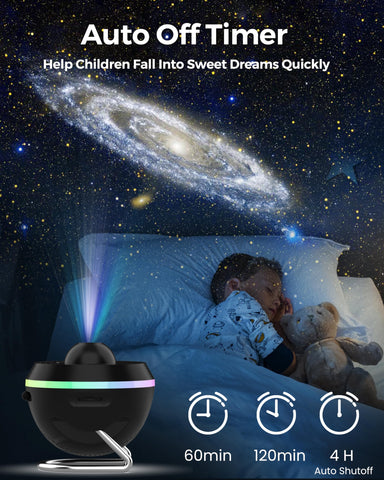FLEWKEN Galaxy Projector meteor effect adds dynamic shooting stars for wonder.