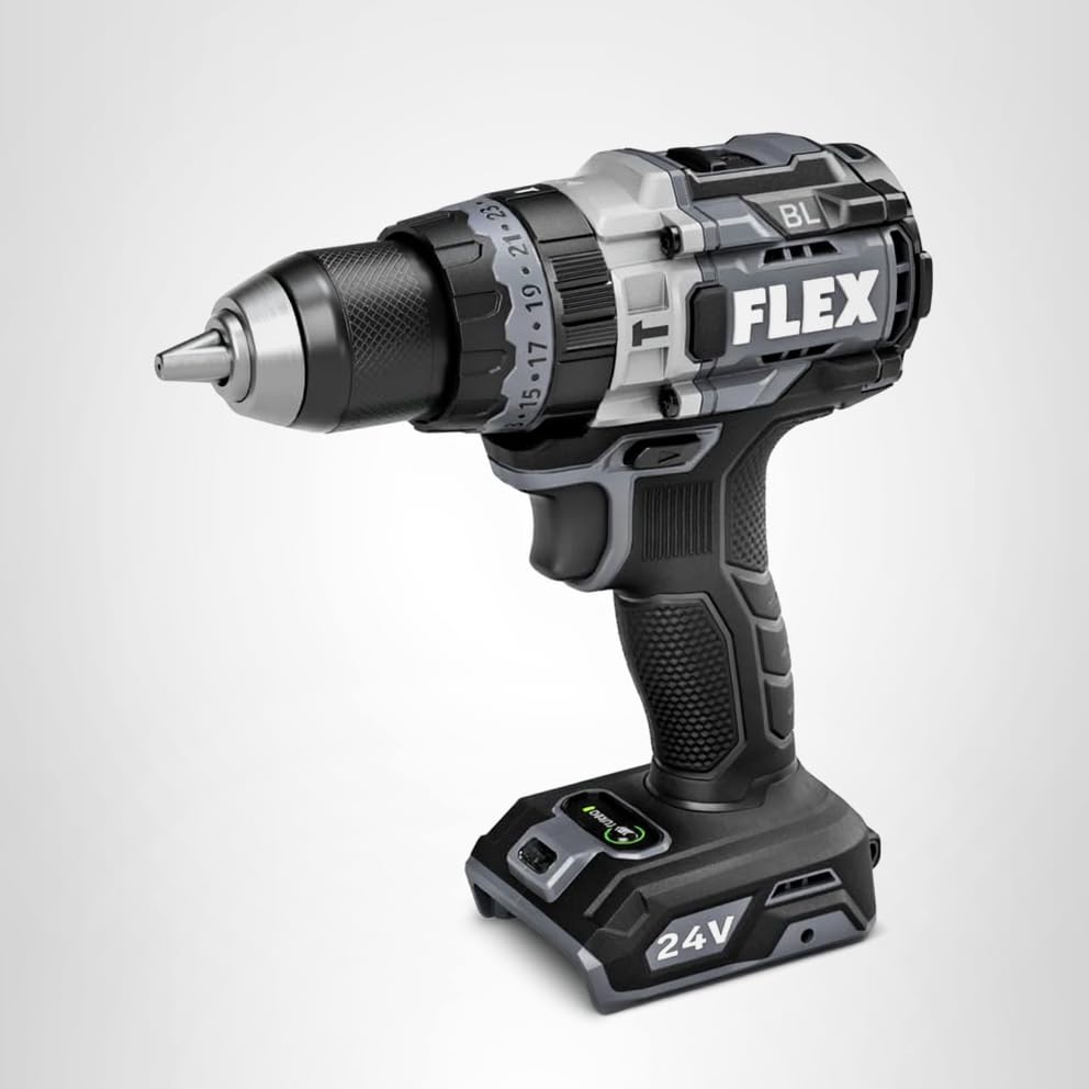 Tool-only FLEX 24V drill; batteries and charger sold separately
