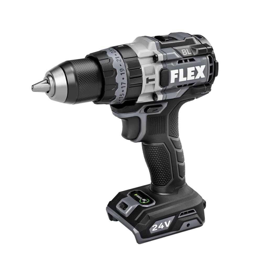FLEX 24V brushless hammer drill with 1,400 in-lbs torque for tough tasks