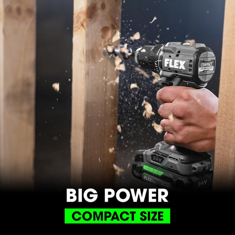 FLEX 24V drill battery 2.5Ah for longer runtime.