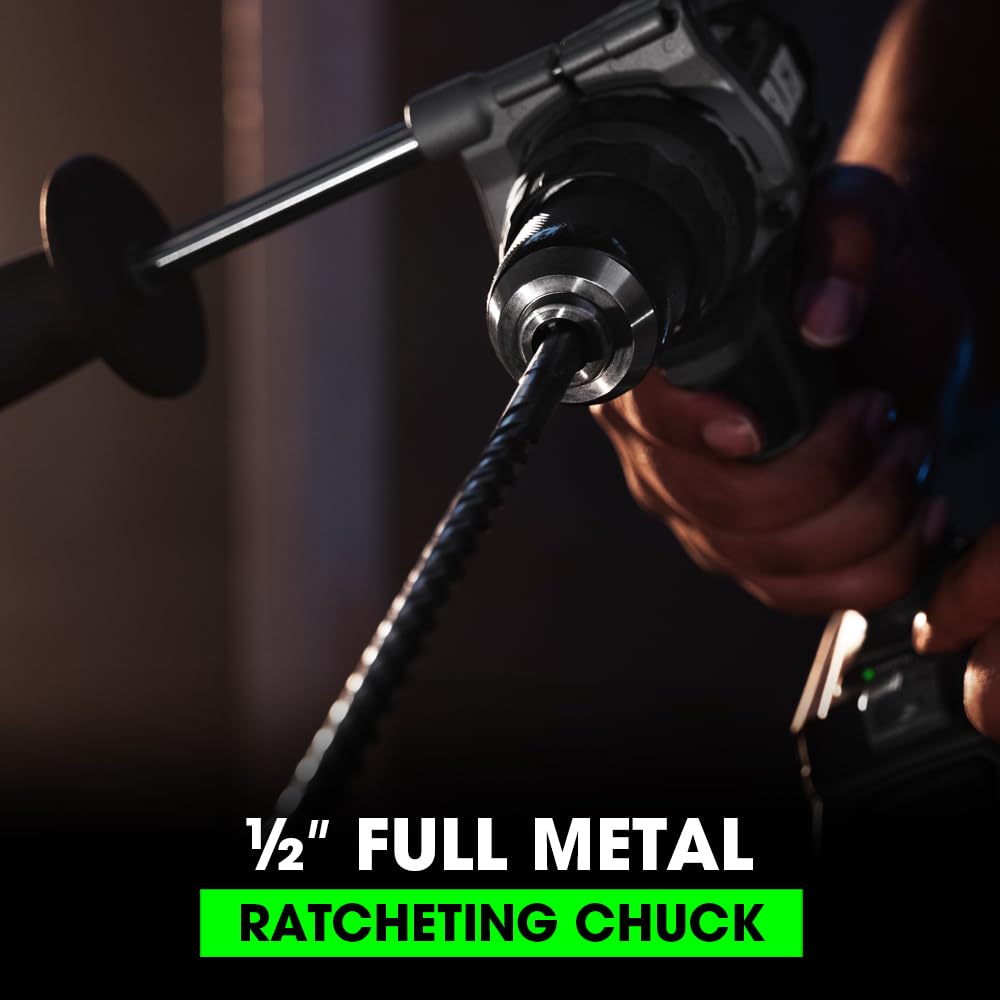 FLEX 24V drill with 1/2-inch full-metal chuck and carbide teeth