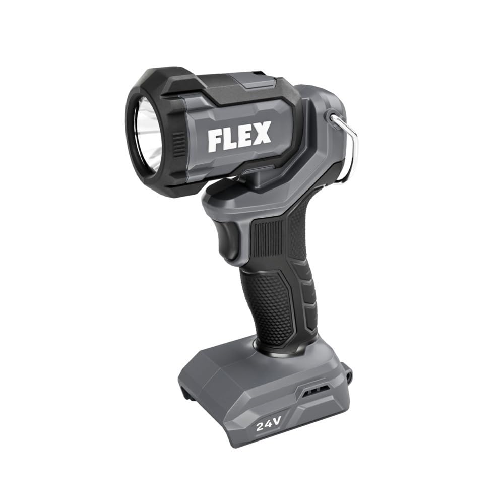 FLEX 24V work light front view with 300-lumen brightness for clear visibility.