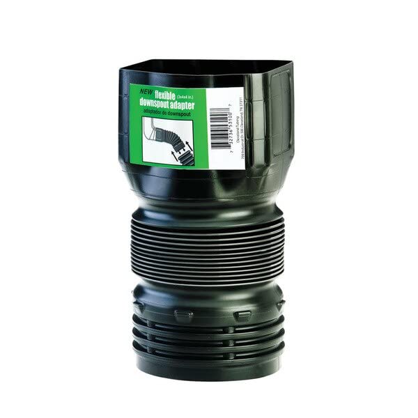 Flex-Drain adaptor packaging image showing quick install and compact storage.