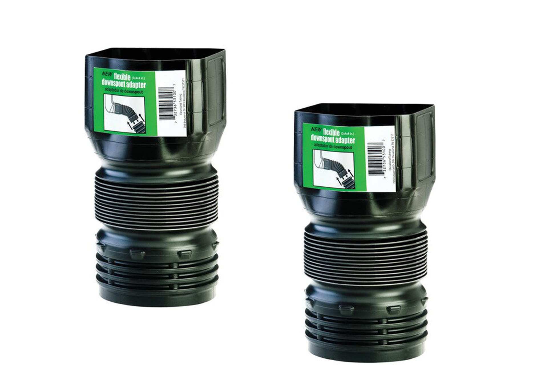 Flex-Drain ADP53102 adaptor side view for seamless 3–4 inch pipe integration.