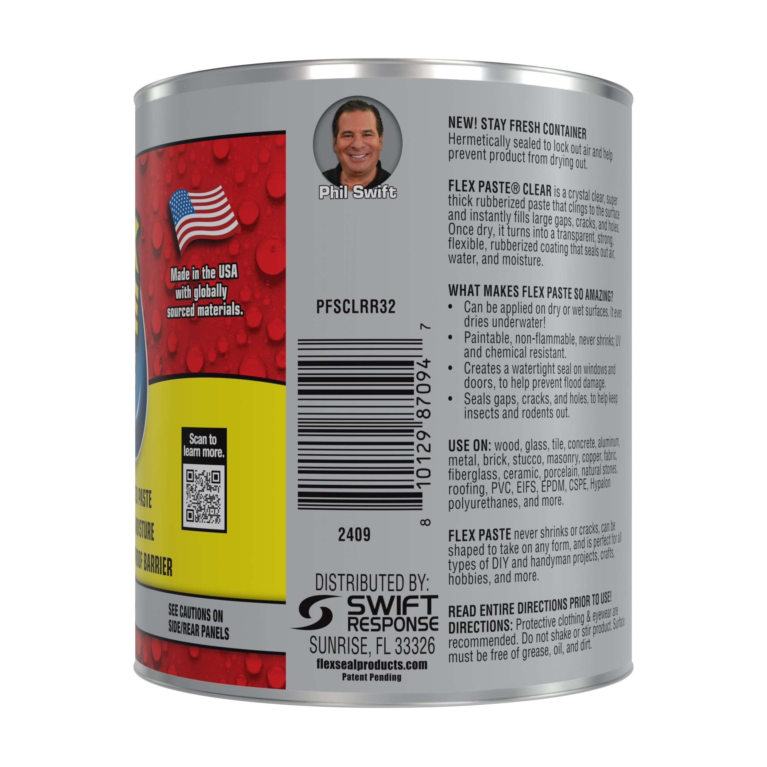 Flex Paste gap fill rubberized sealant forms a strong, flexible barrier.