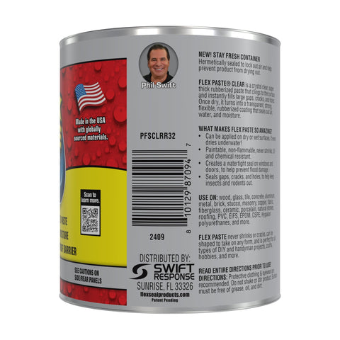 Flex Paste gap fill rubberized sealant forms a strong, flexible barrier.