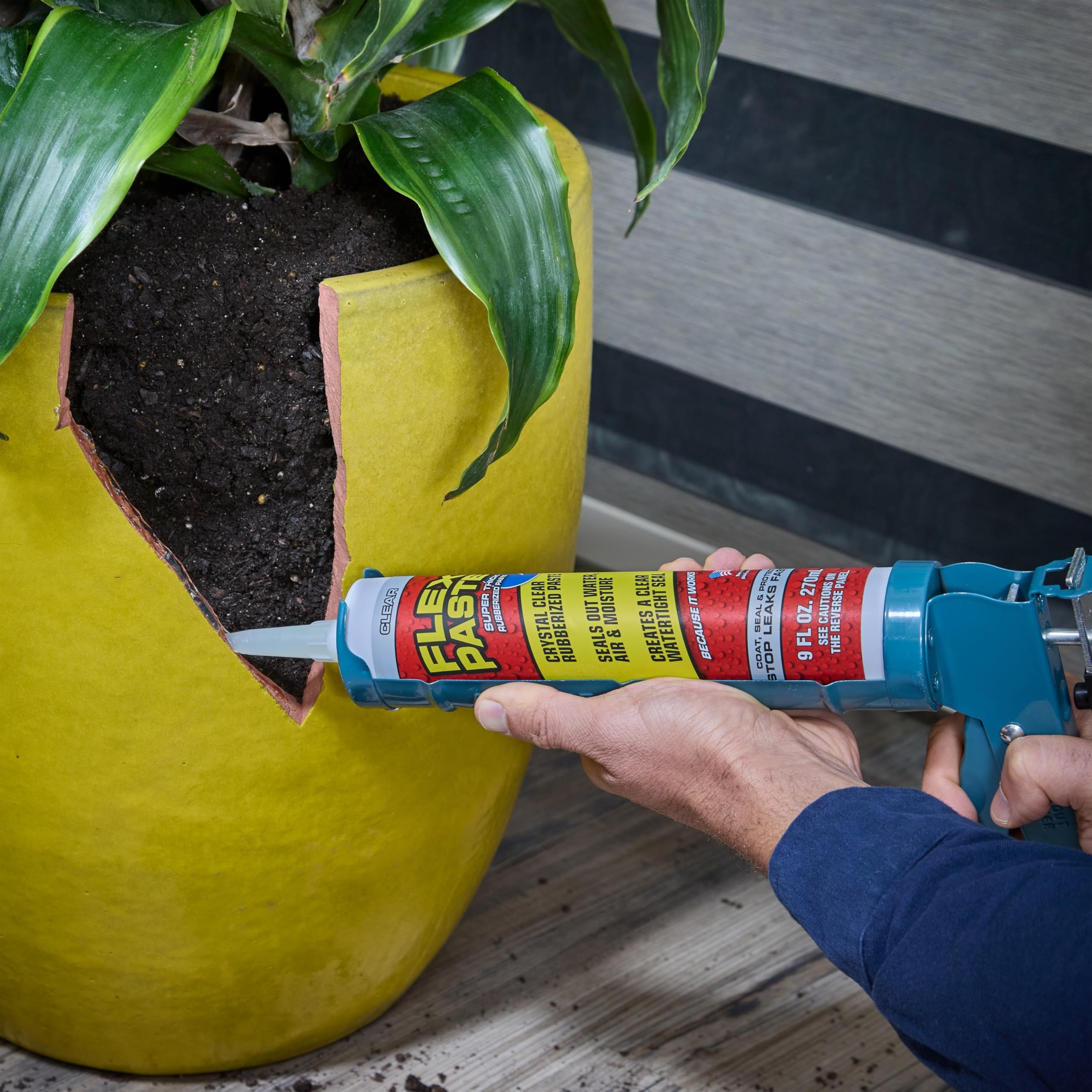 Flex Paste used on an RV roof to seal cracks and moisture.