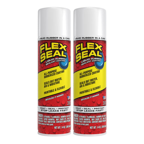 Flex Seal 14oz white spray can ready for quick leaks sealing.