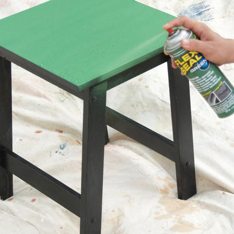 Flex Seal Almond sealant coating on roof shows weatherproof protection for outdoor areas