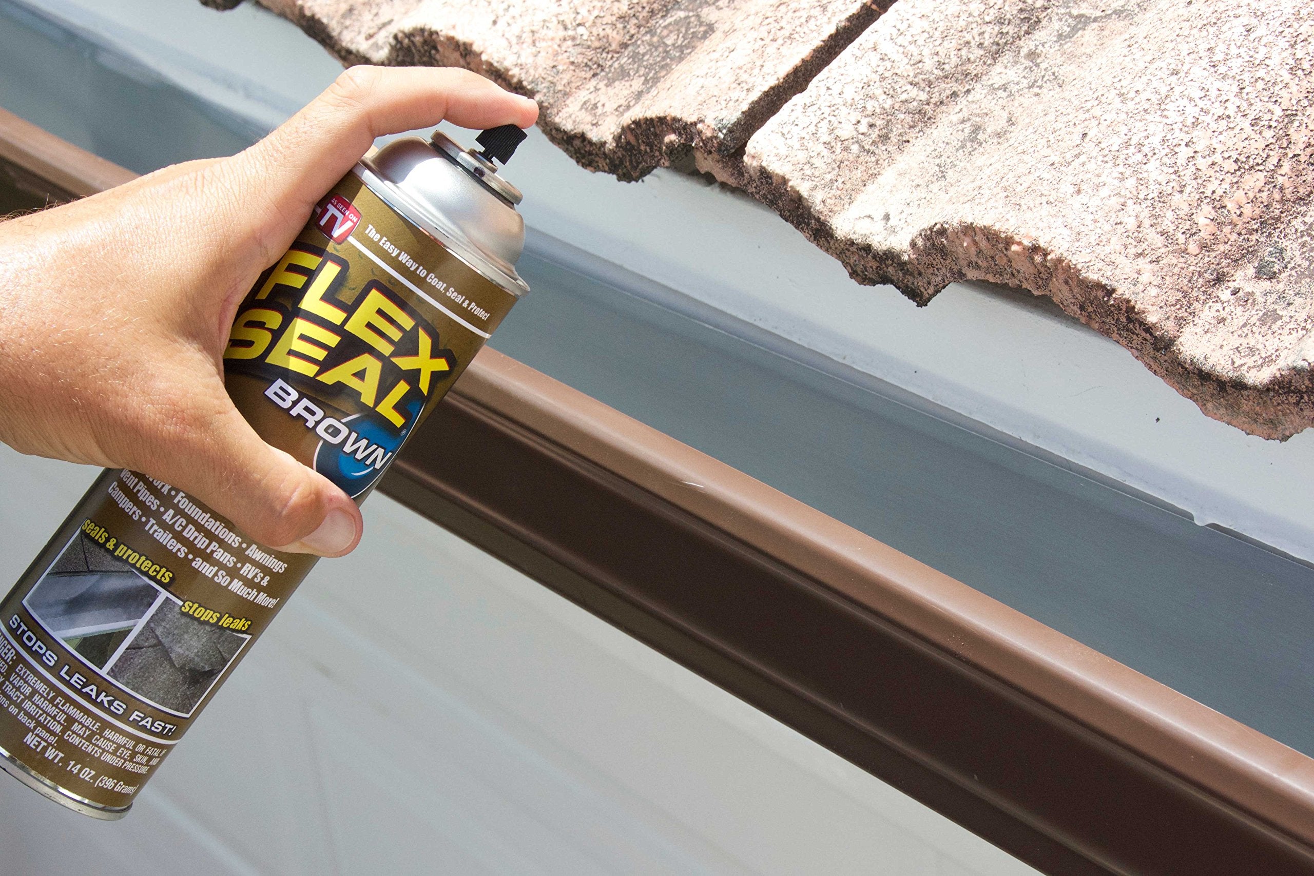 Flex Seal dries to a waterproof, flexible coating for outdoor surfaces