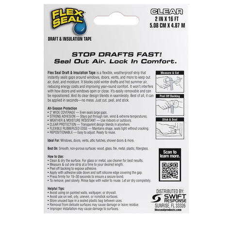 Flex Seal Draft and Insulation Sealing Tape demonstrates strong adhesion in rain and wind.