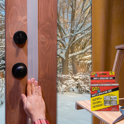 Flex Seal Draft and Insulation Sealing Tape is easy to apply: cut, peel, and press.