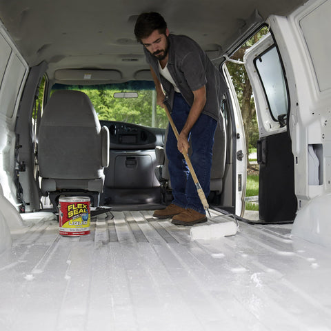 Flex Seal Liquid on a basement wall for moisture protection.