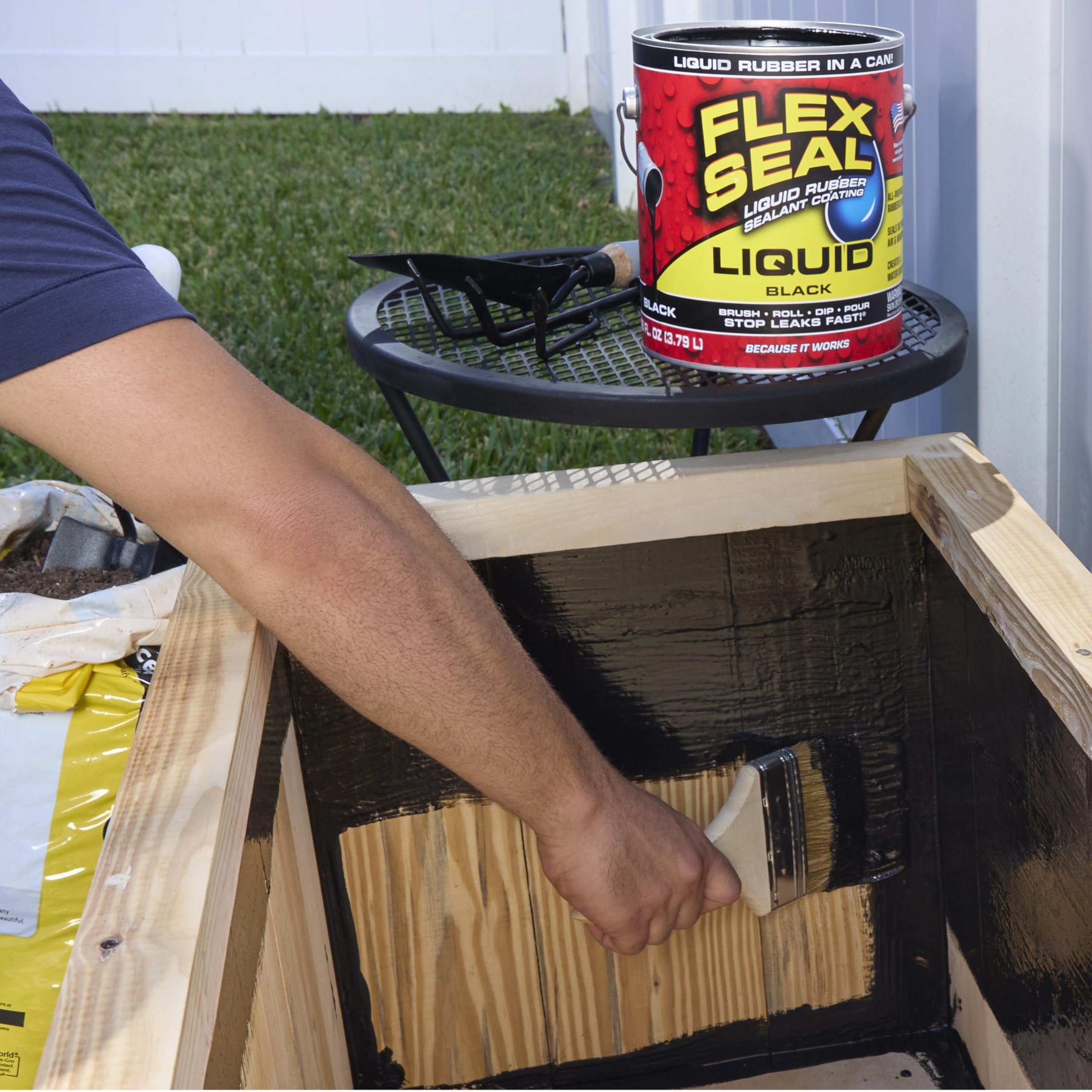 Flex Seal Liquid durable coating protects metal and masonry.