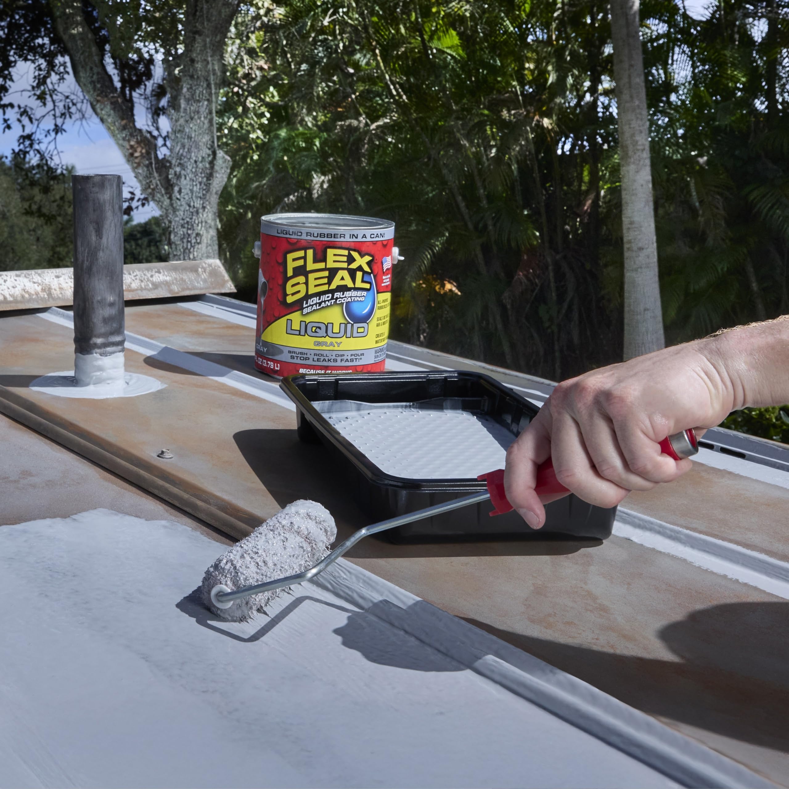 Flex Seal Liquid epdm-roofs-and-masonry-surfaces enables sealing on EPDM and masonry.