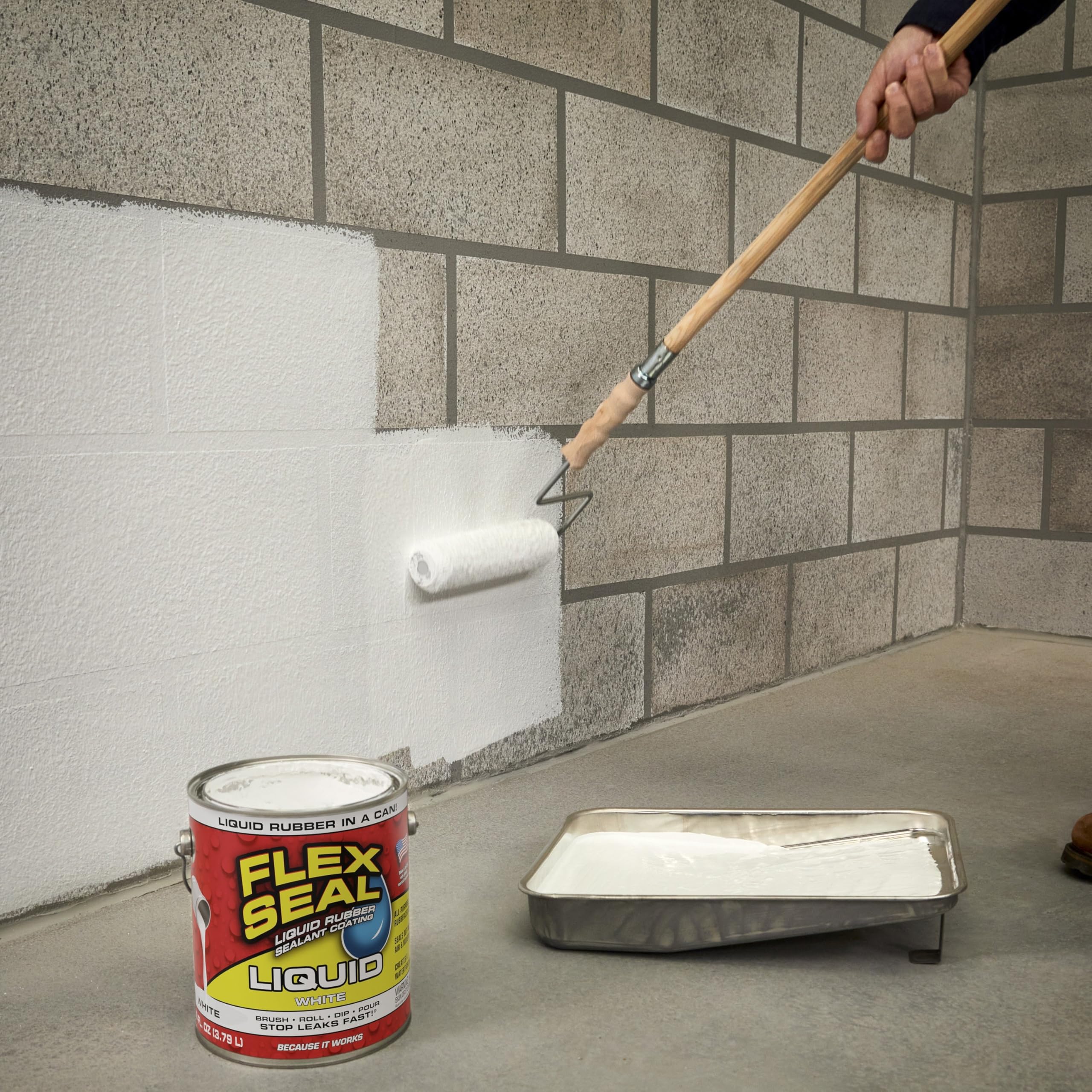 Flex Seal Liquid pouring to create a seamless rubber coating.