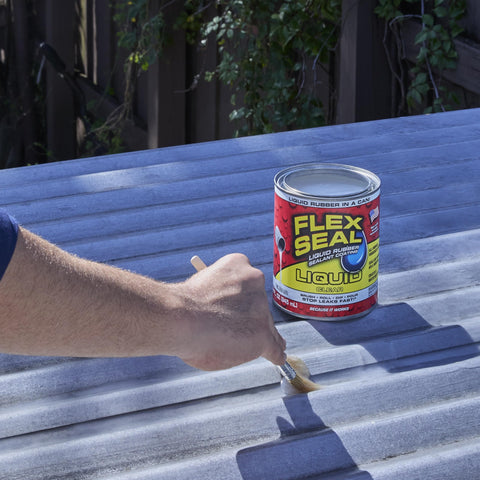 Flex Seal Liquid roof seam seal offers moisture protection.