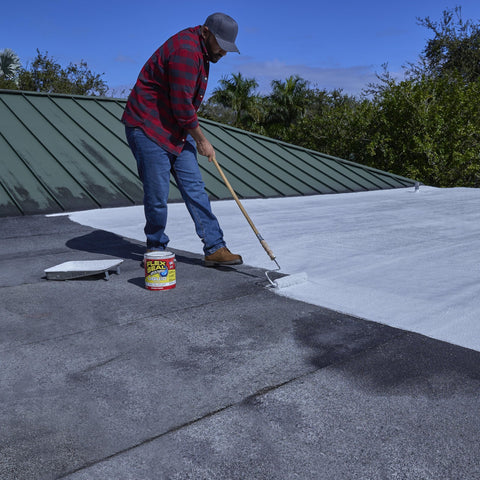 Flex Seal Liquid UV resistant coating under outdoor sun.