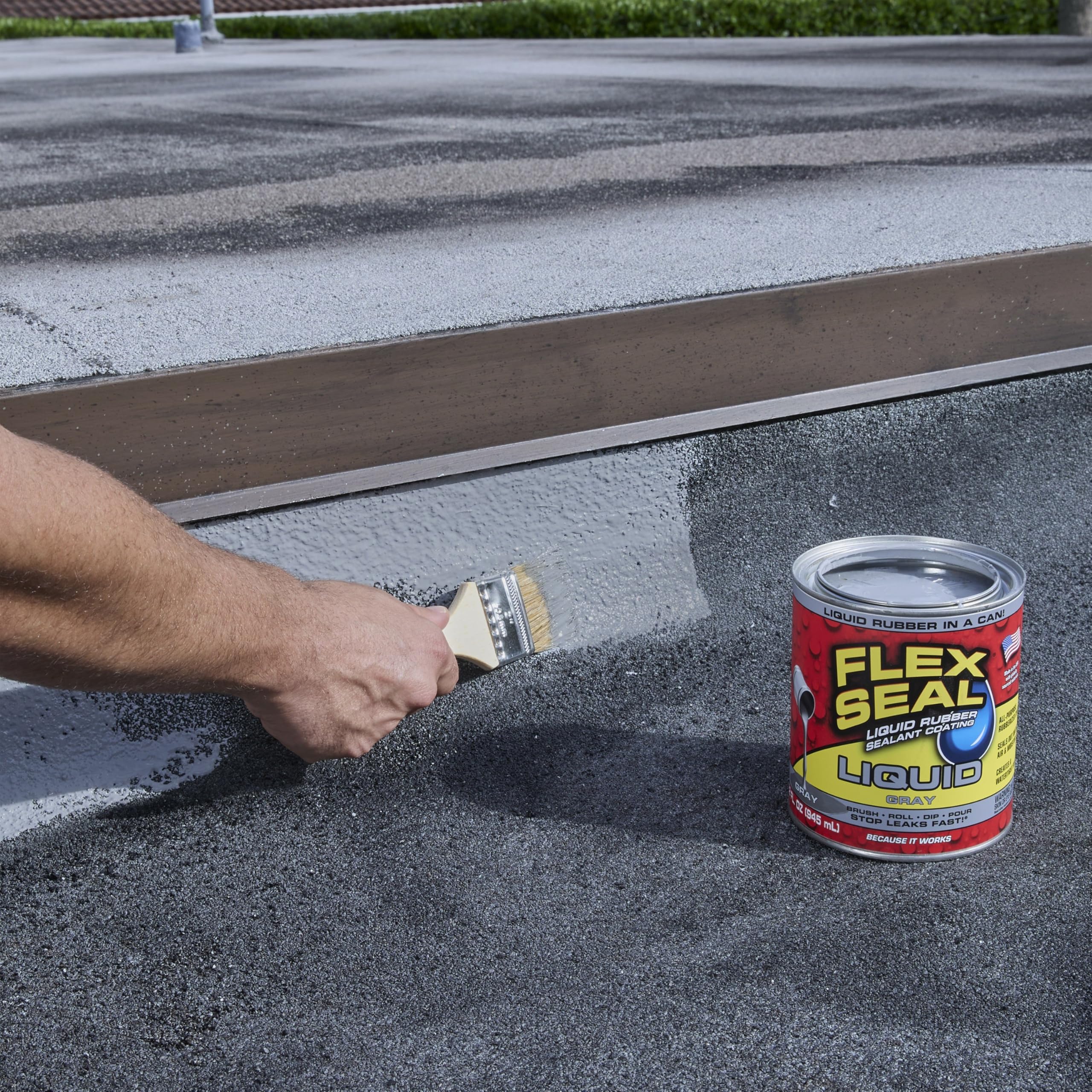 Flex Seal Liquid UV-resistant coating shields exterior surfaces from sun damage