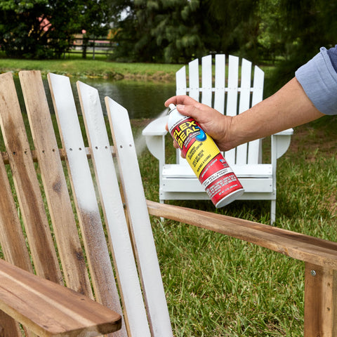 Flex Seal seals wood surfaces, resisting moisture and corrosion.