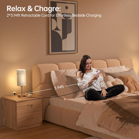 FlexTurtle wood-base lamp adds warm, natural style to any room.