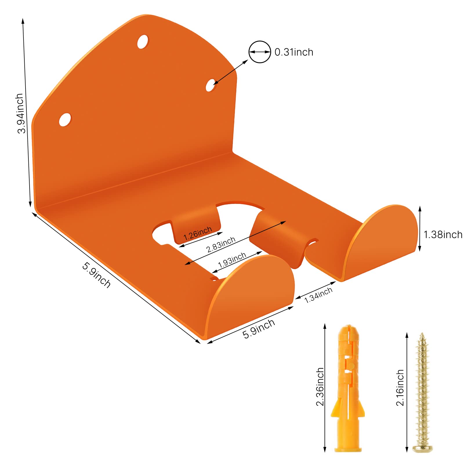 FLEXI RODS wall-mounted trimmer hanger secures tools neatly.