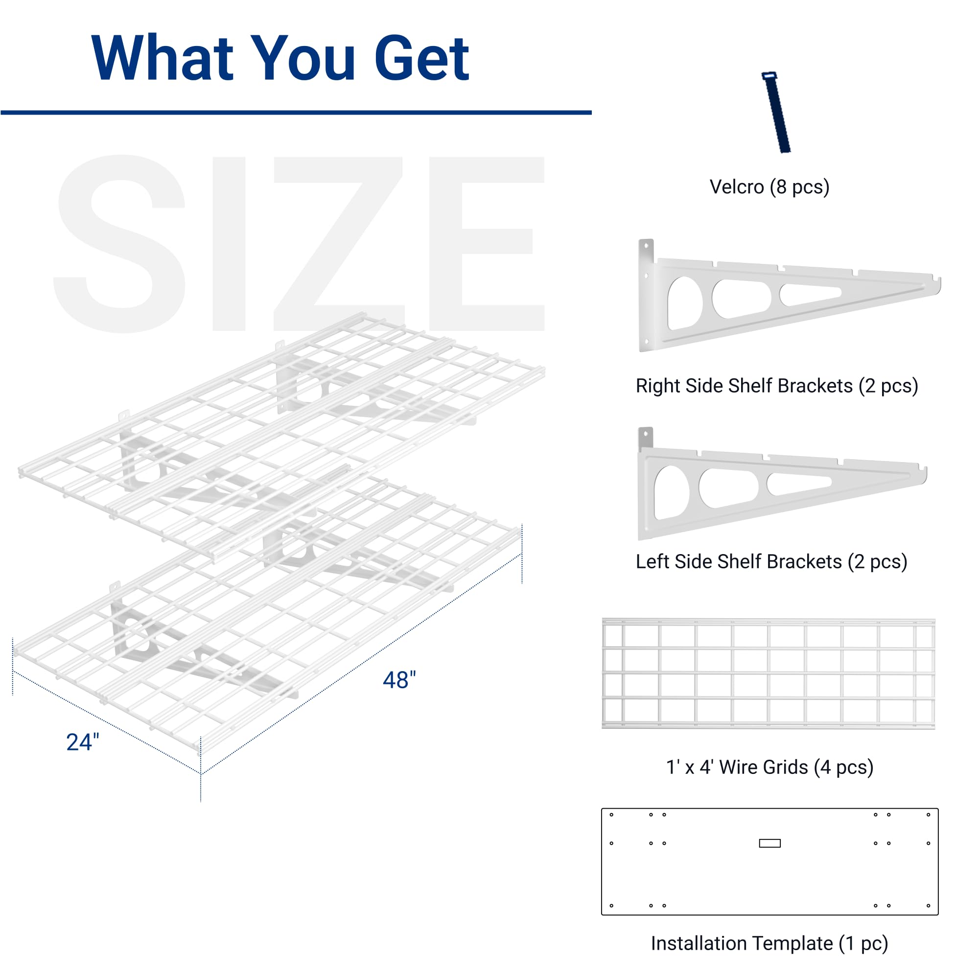 FLEXIMOUNTS 2x4ft shelf mounted in studs demonstrates secure installation