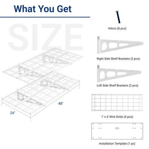 FLEXIMOUNTS 2x4ft shelf mounted in studs demonstrates secure installation
