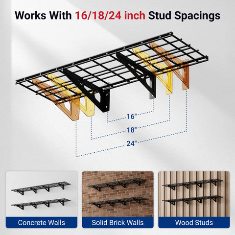 FLEXIMOUNTS classic series shelf with heavy-gauge steel construction