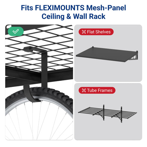 Each hook from FLEXIMOUNTS supports bikes and gear up to 50 lbs.